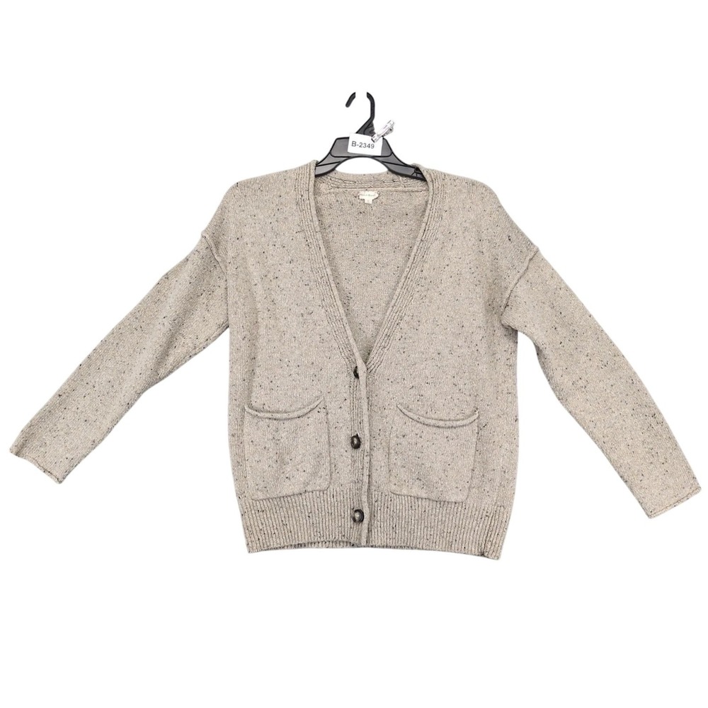 Hem & Thread Brown Confetti Cardigan Sweater Womens M 3-Button Pockets Casual